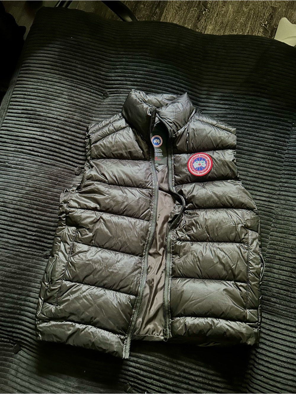 Canada Goose Black Quilted Down Vest with Logo Patch
